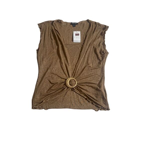 Vintage One West Brown Gold Top Large - Picture 6 of 8